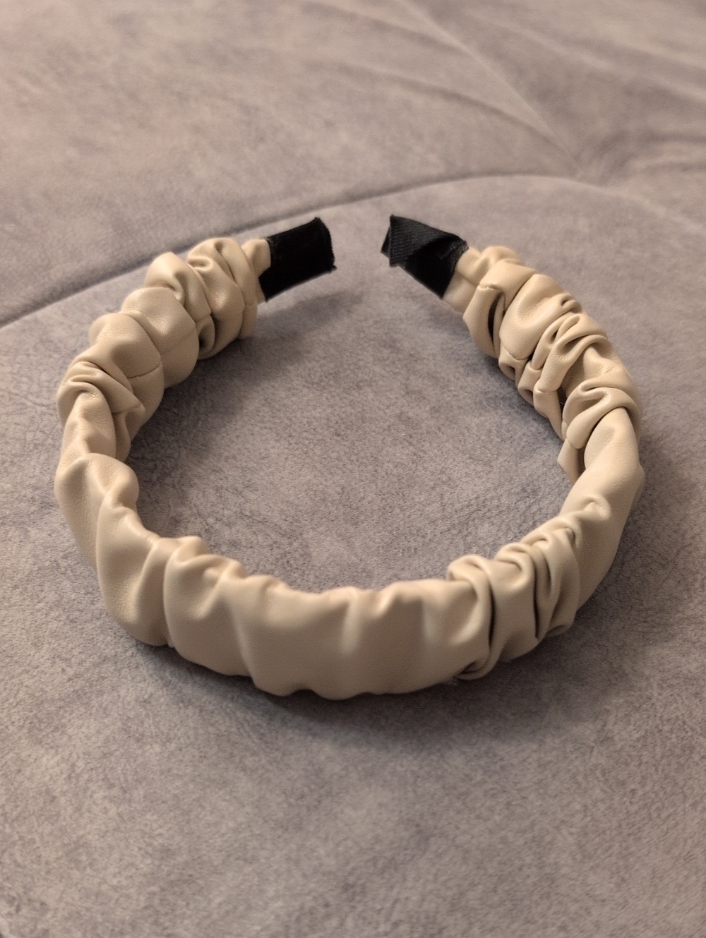 Beige Ruched Headband for Women - Classic Hair Accessory